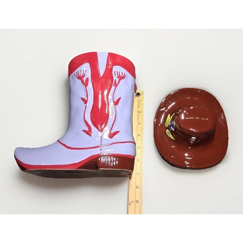 Destination Holiday Cowboy Boot Cookie Jar Salt Pepper Shaker Texas Hat Set 4pc